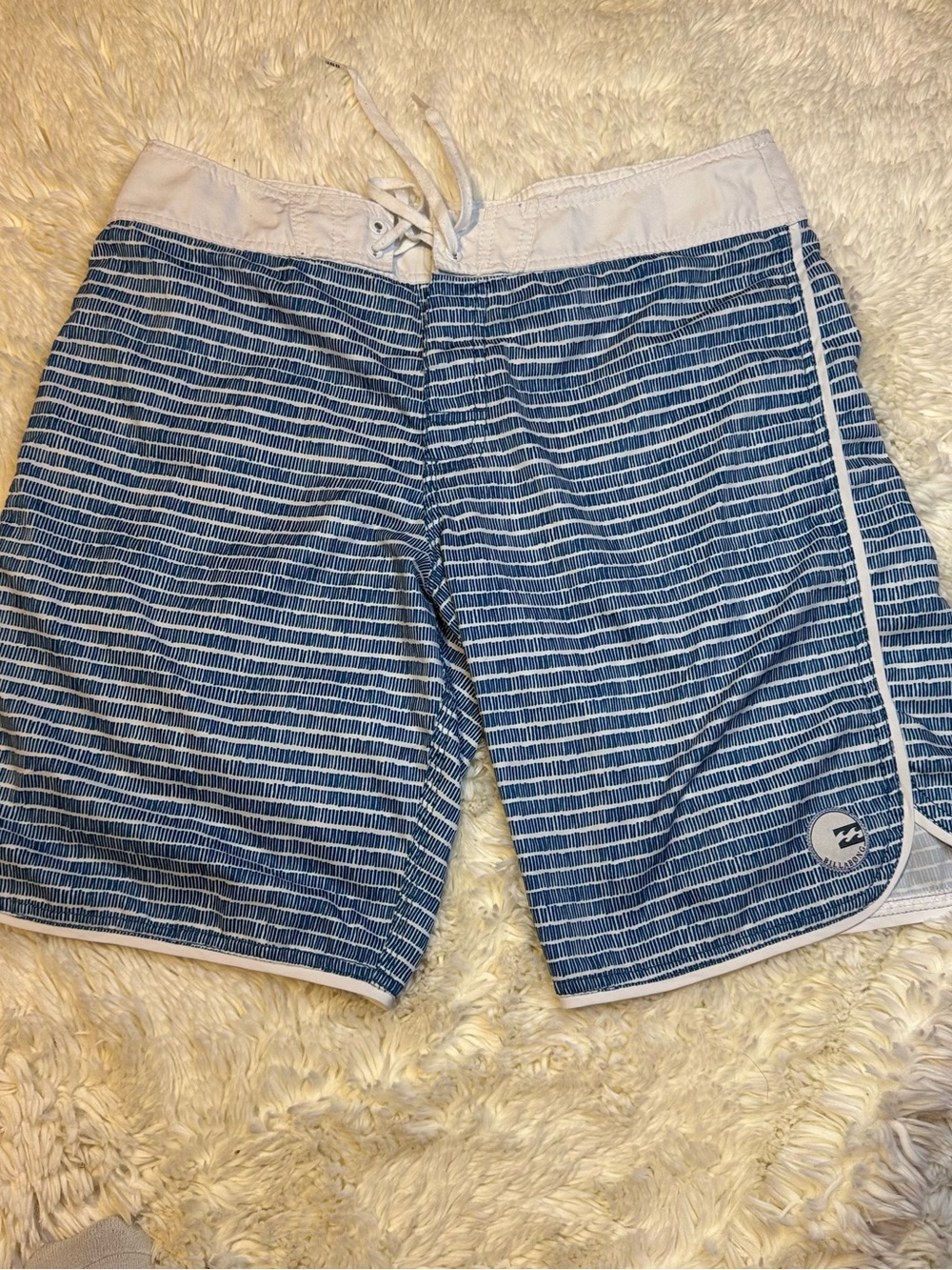 Billabong men’s 34” Blue/White Striped board Shorts 10” inseam no liner